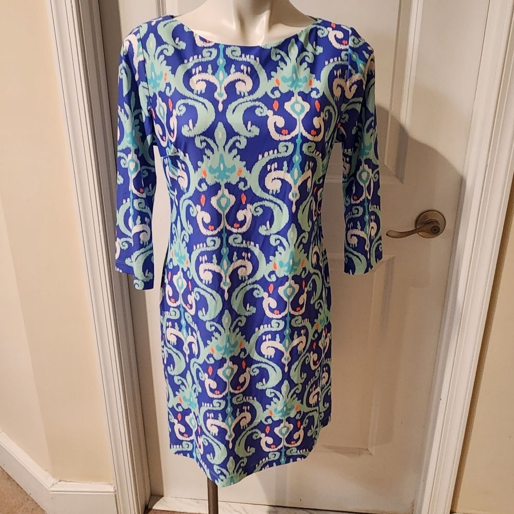 Britt Ryan high end dress blue tones size small